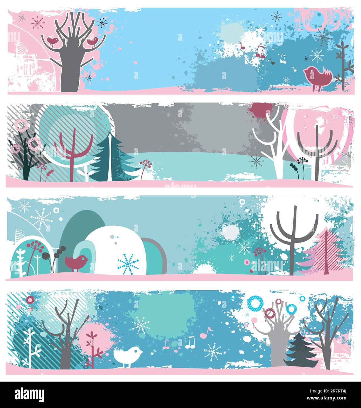 Winter grunge banners, with copyspace Stock Vector