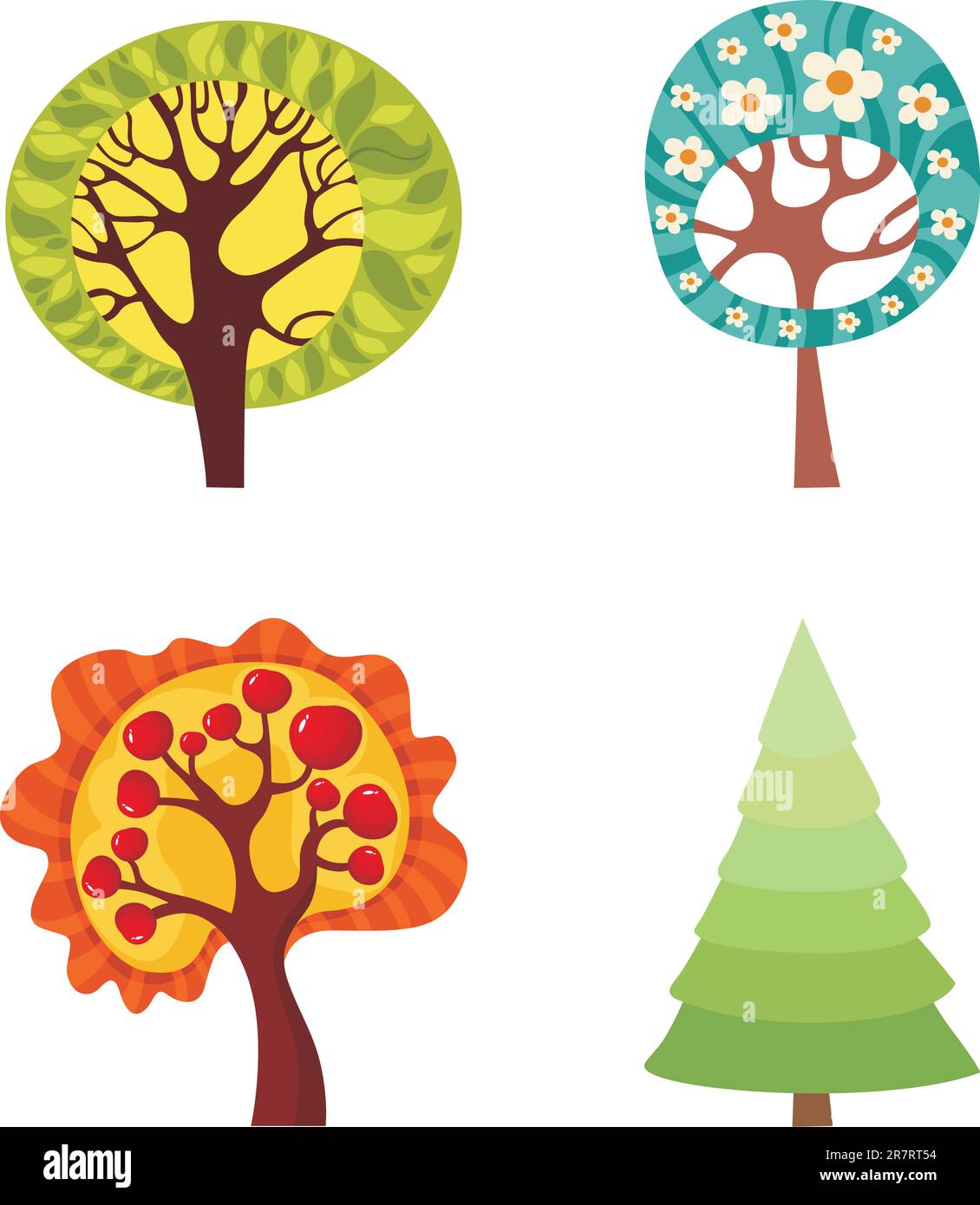 vector illustration of a tree set Stock Vector Image & Art - Alamy