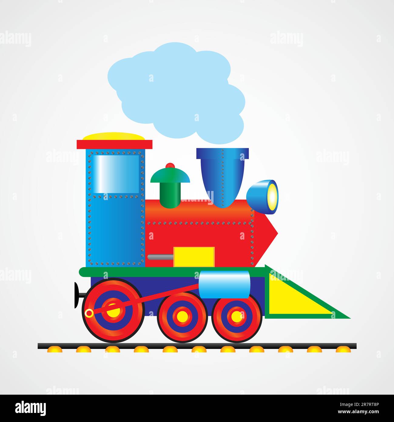 Steam locomotive on light grey background Stock Vector