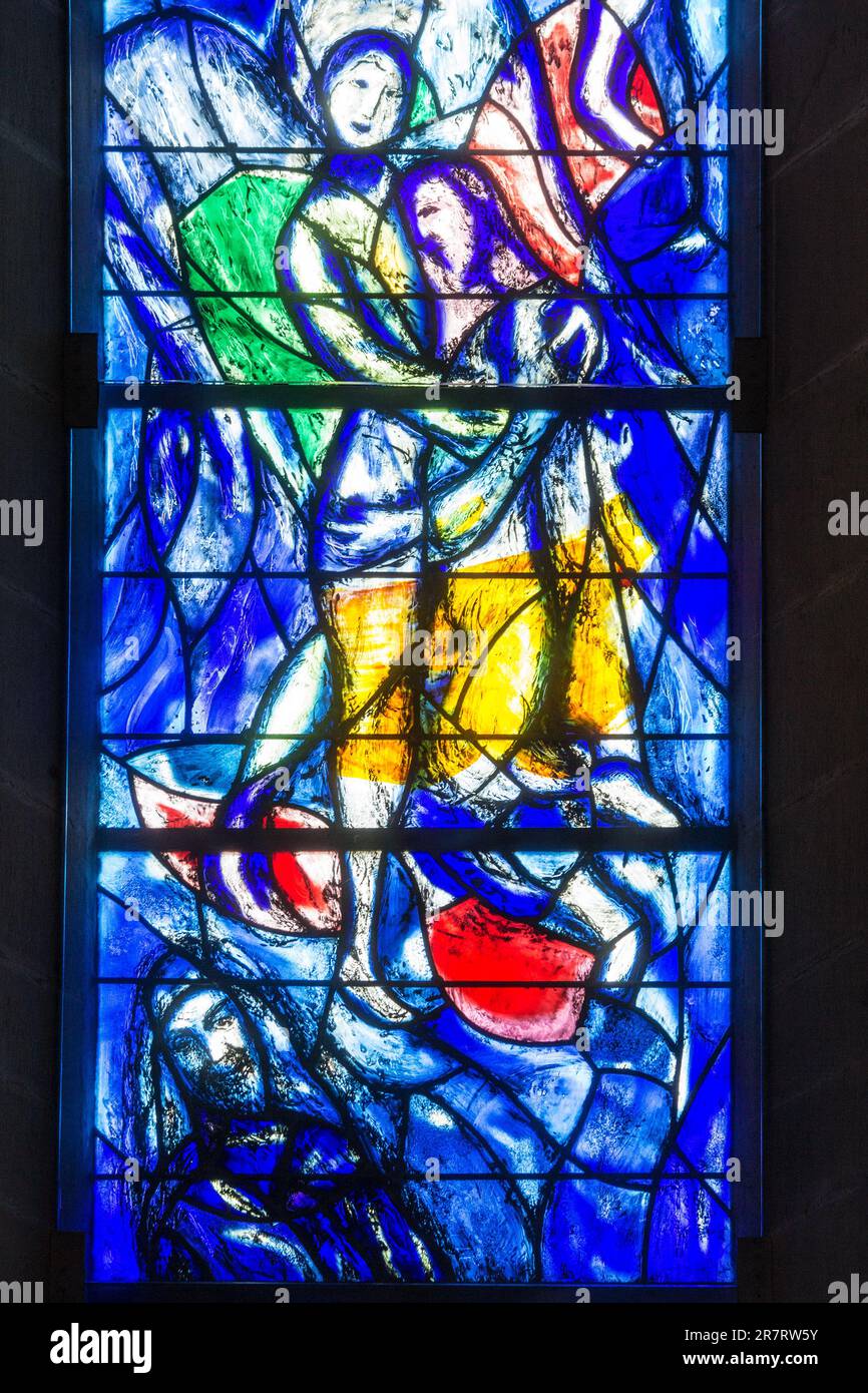 Zurich, Switzerland April 19. 2021 Details of the stained glass