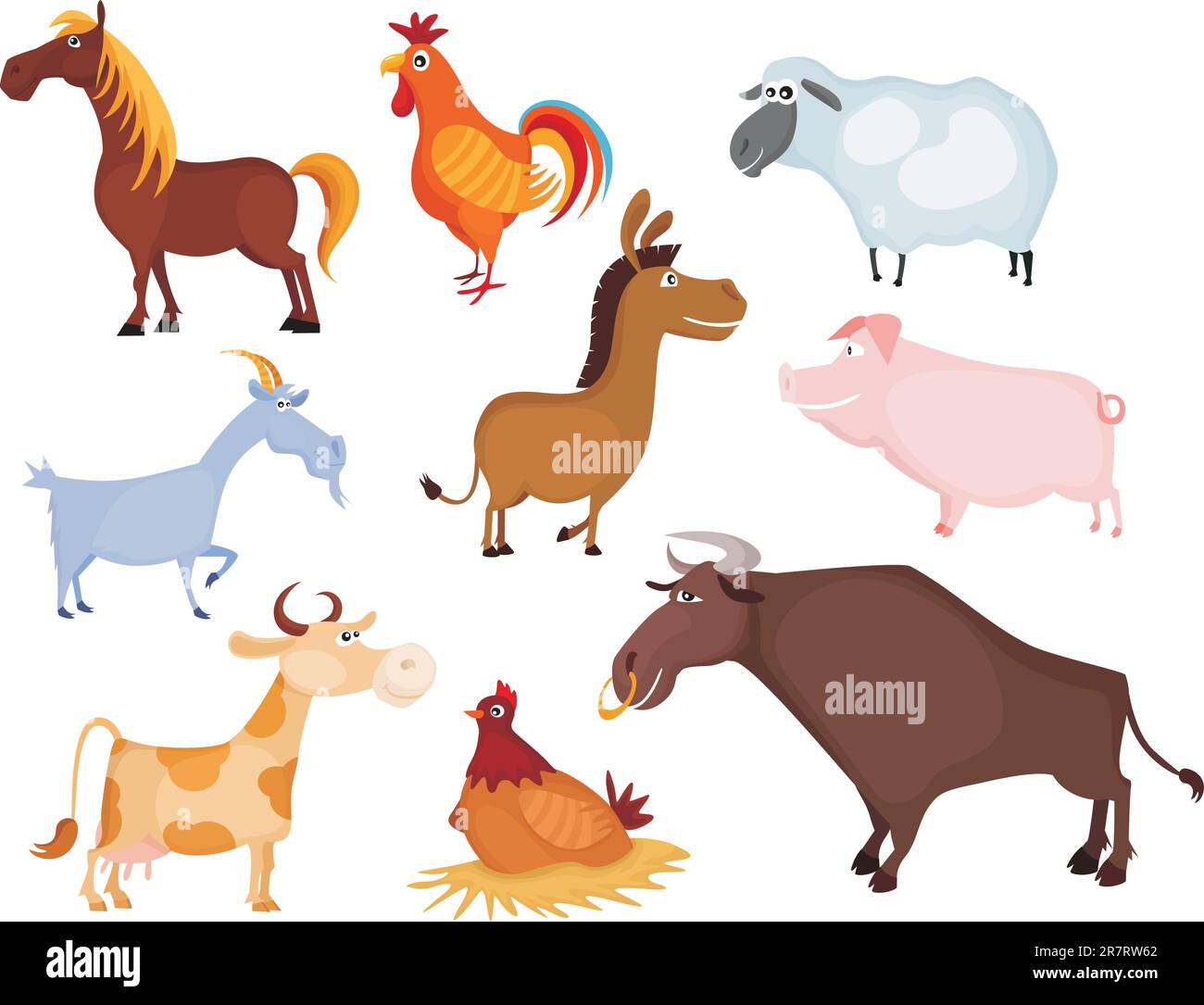 vector illustration of a farm animal set Stock Vector Image & Art - Alamy