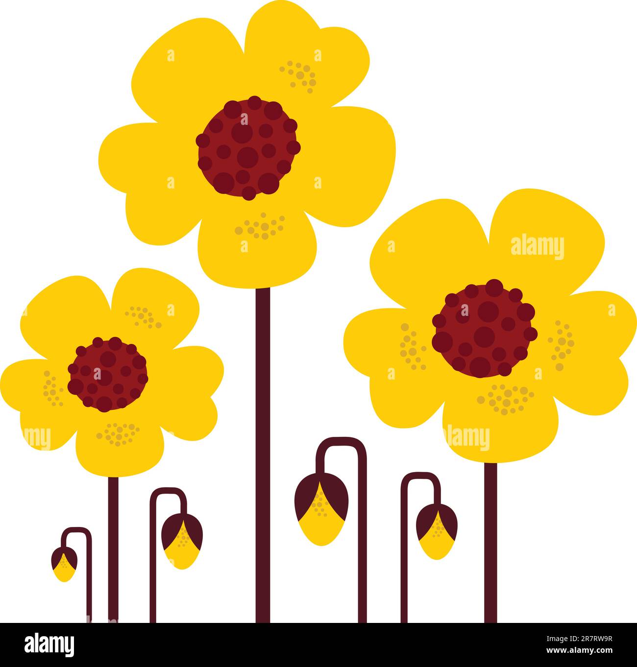 Retro yellow flowers - vector Illustration Stock Vector Image & Art - Alamy