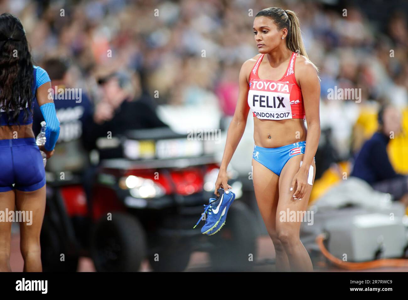 Alysbeth Felix participating in the Heptathlon at the World Athletics