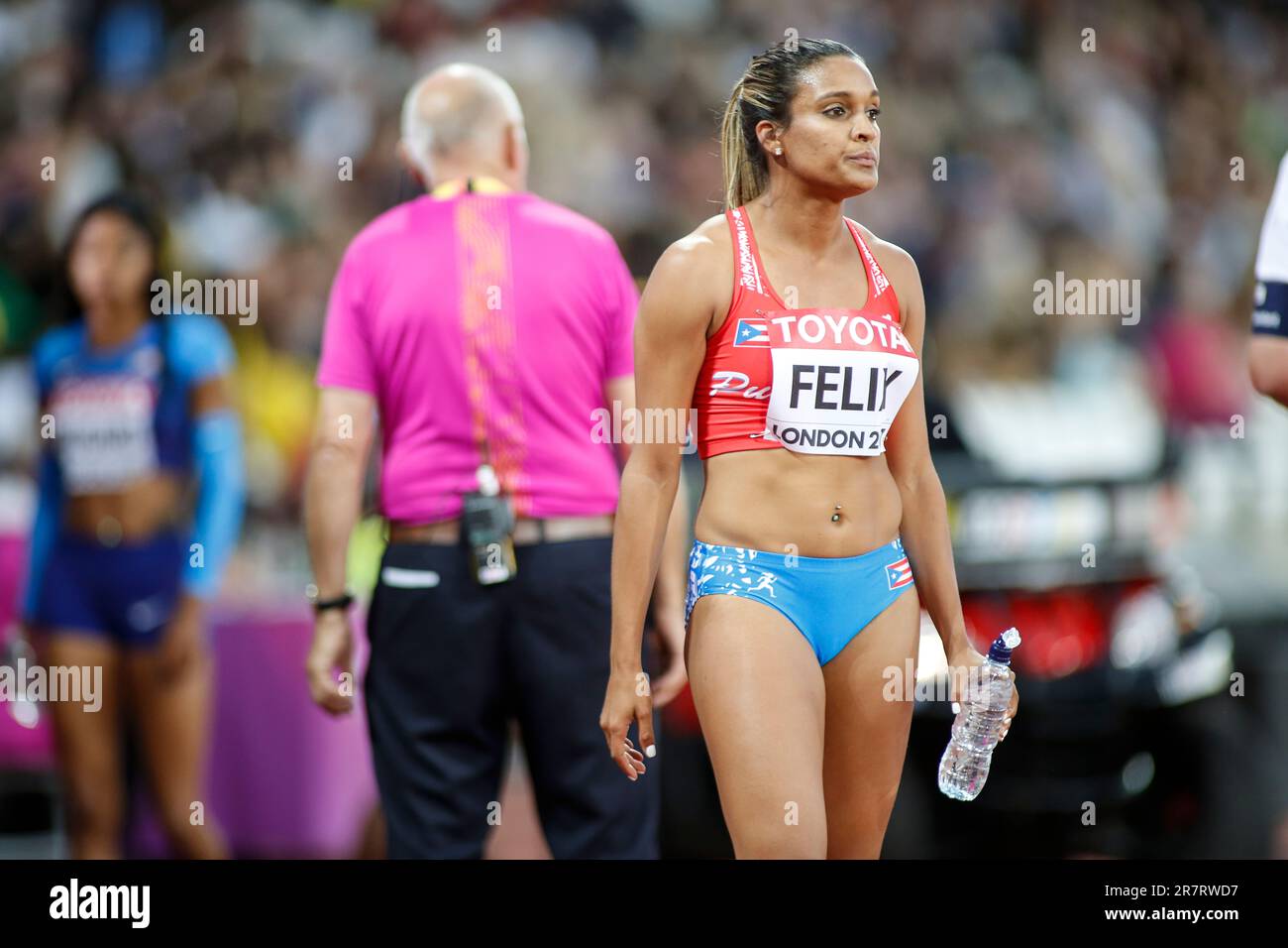 Alysbeth Felix participating in the Heptathlon at the World Athletics