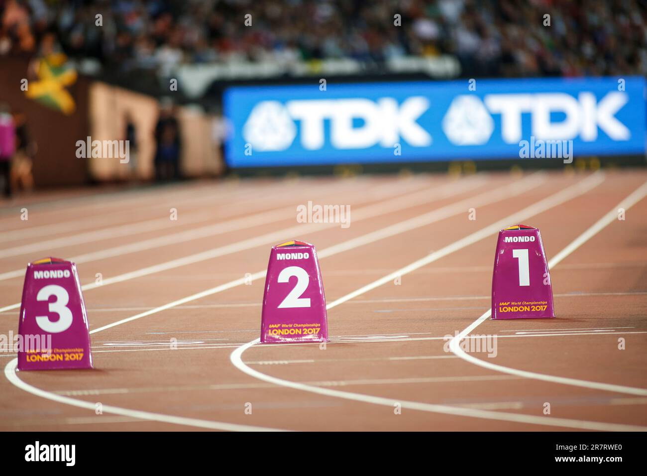 Starting blocks at the World Athletics Championships London 2017 Stock