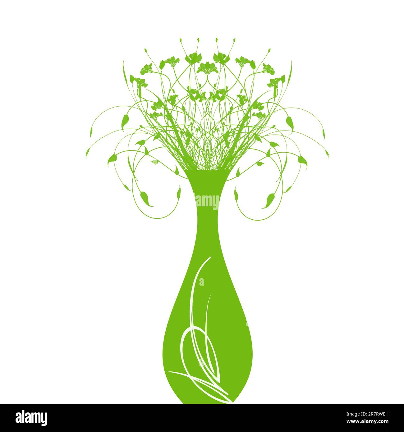 Beautiful floral and vase isolated on white background Stock Vector ...