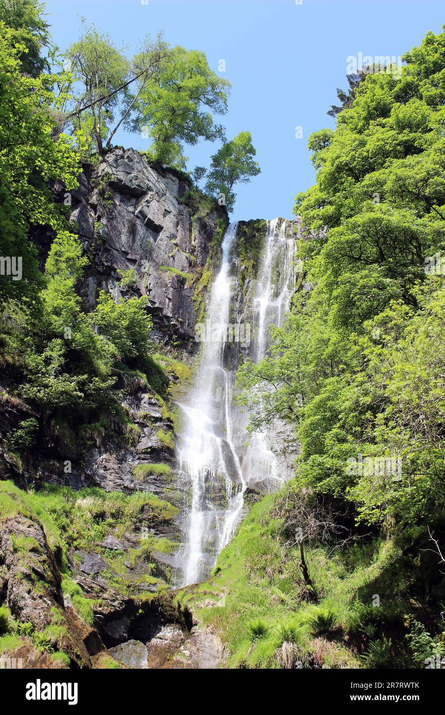 Rhyader Falls (Pistyll Rhaeadr), Llanrhaeadr ym Mochnant, Powys, Wales, UK Stock Photo