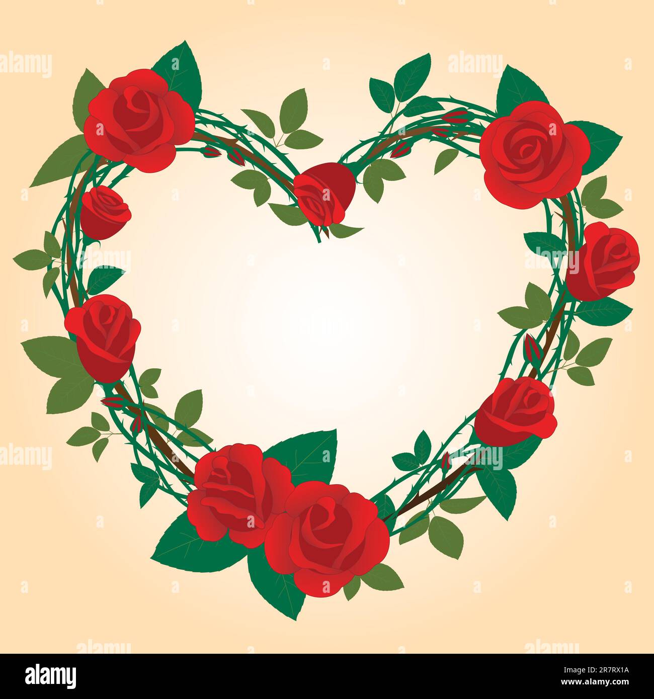 Vector Rose Frame in the shape of heart Stock Vector Image & Art - Alamy