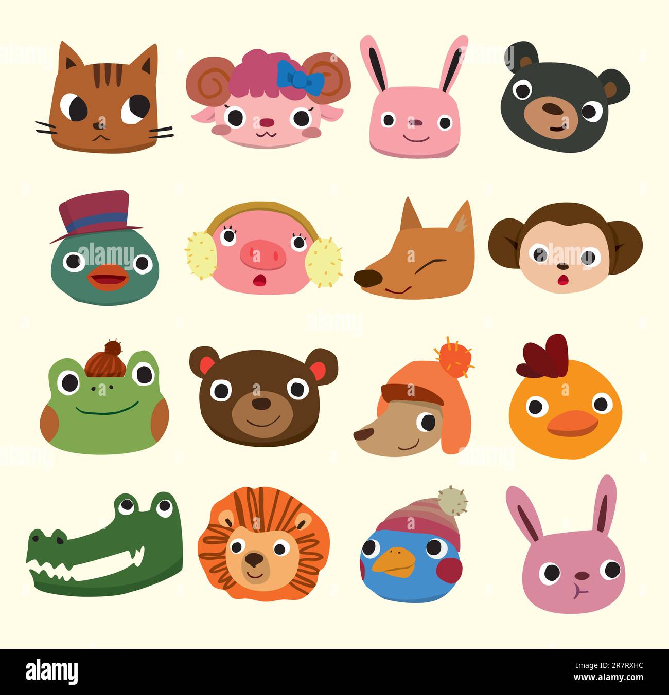 cartoon animal head icons Stock Vector Image & Art Alamy