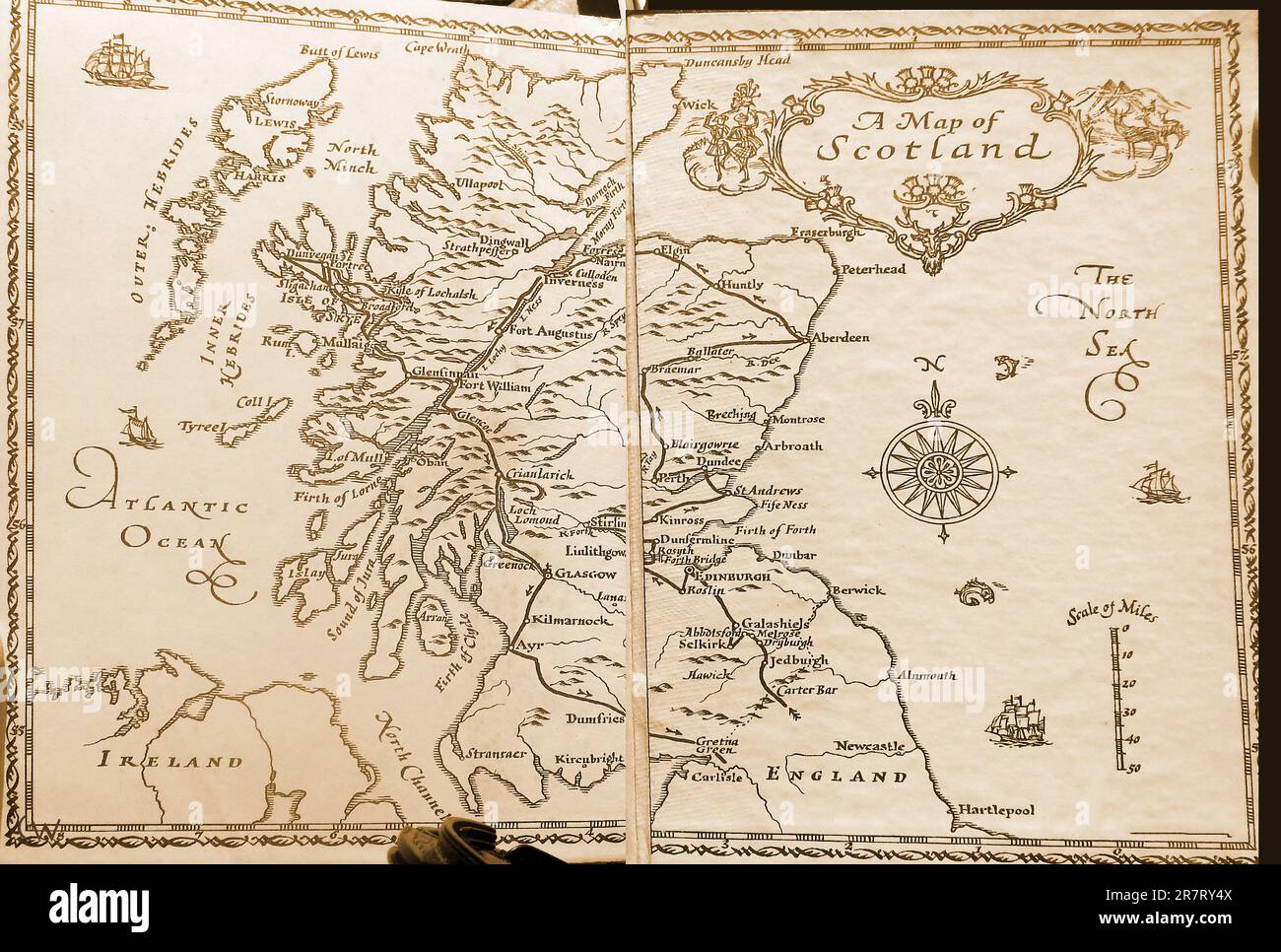 An old map of Scotland circa 1930 Stock Photo