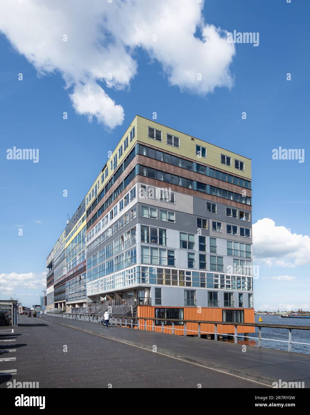 Amsterdam, Netherlands - Silodam housing on river Ij by MVRDV Stock Photo