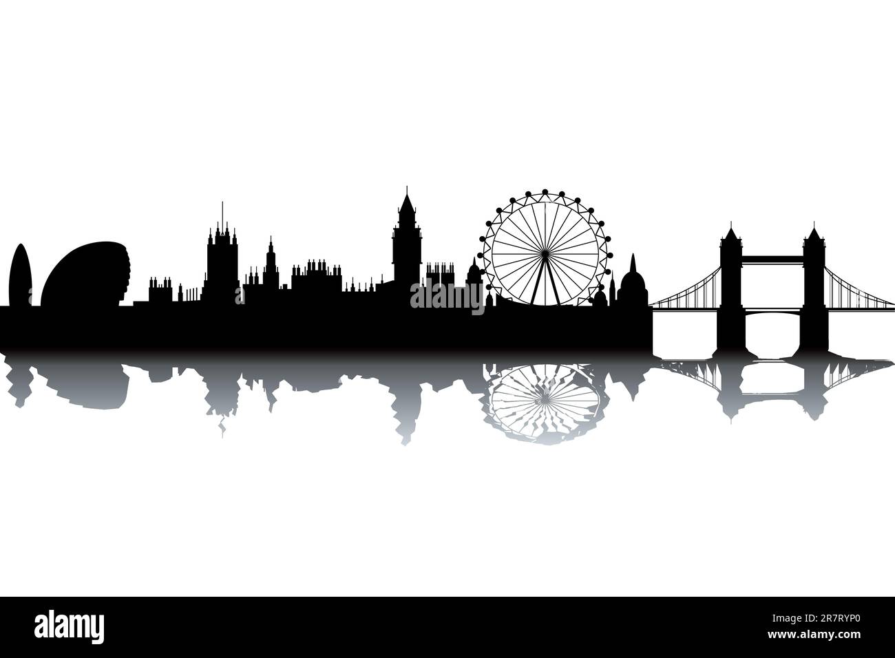 London skyline - black and white vector illustration Stock Vector
