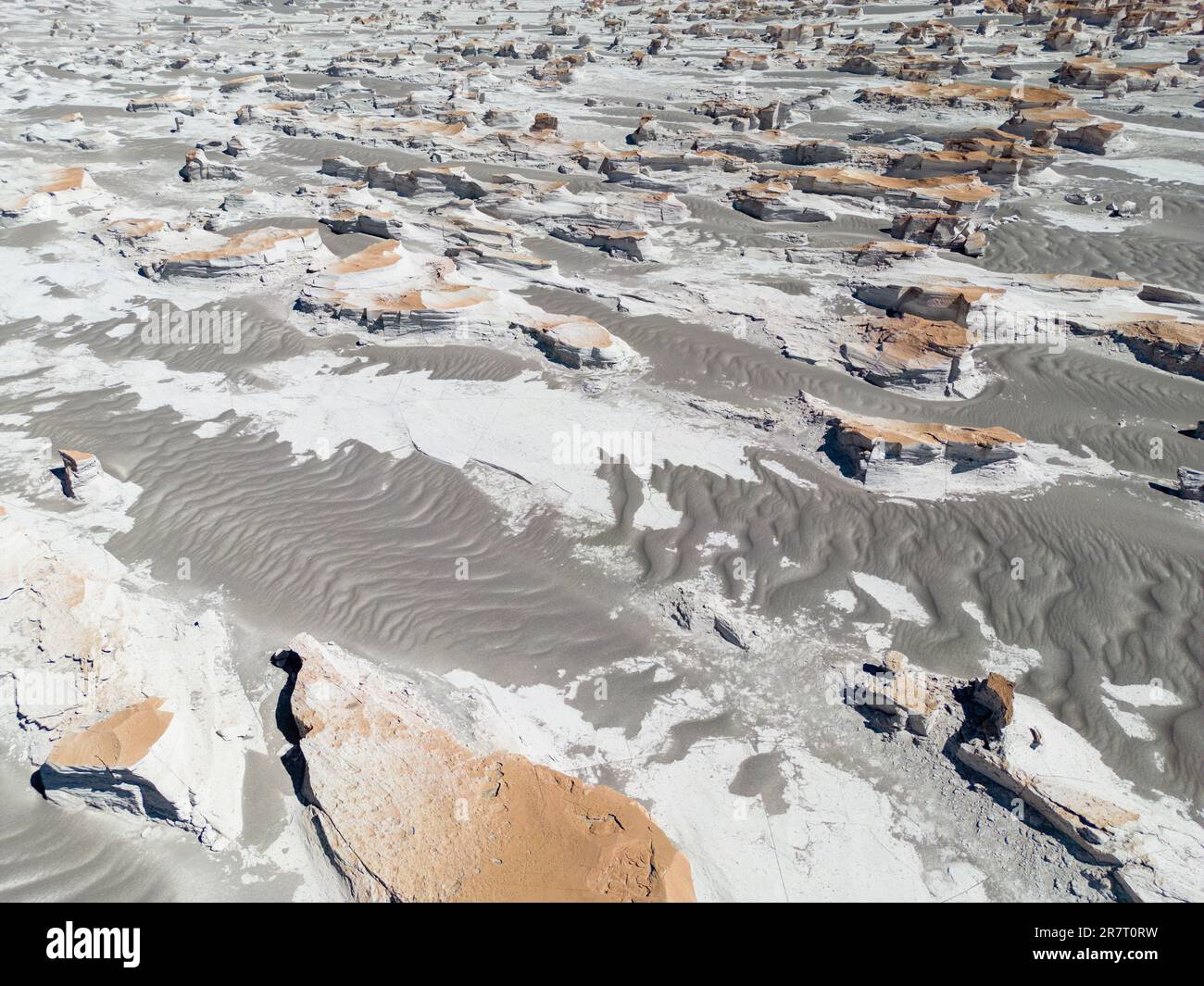 PUNA - Campo de Piedra Pomez, a bizarre but beautiful landscape in the Argentinian highlands with a field of pumice, volcanic rocks and dunes of sand Stock Photo