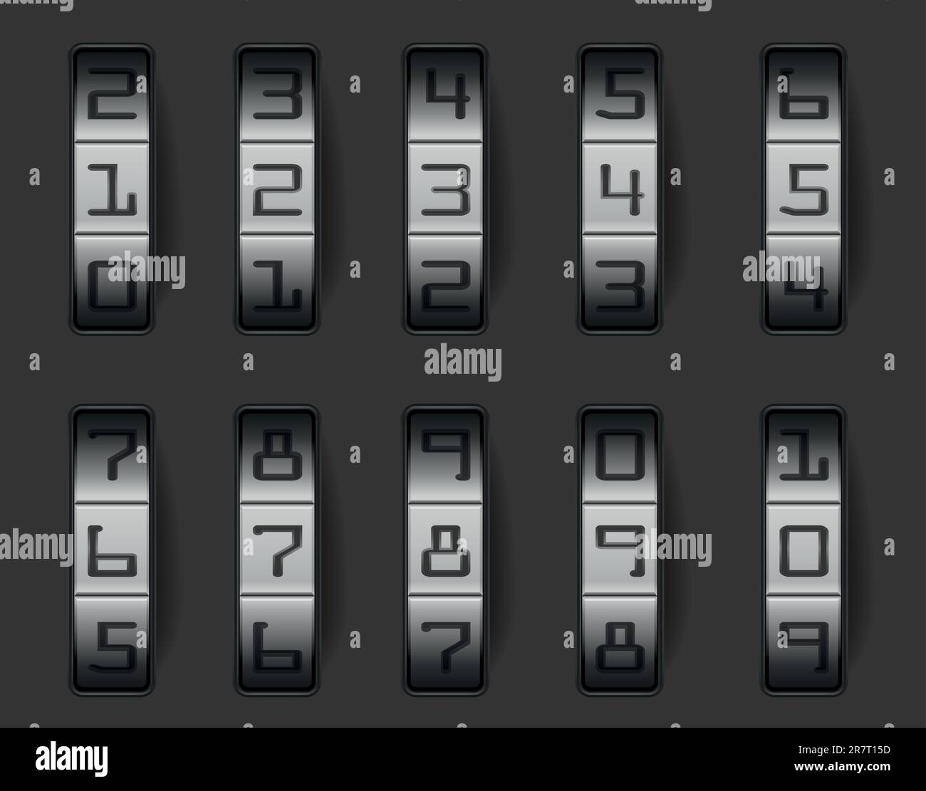 illustration of a combination lock with different numbers, eps 8 vector