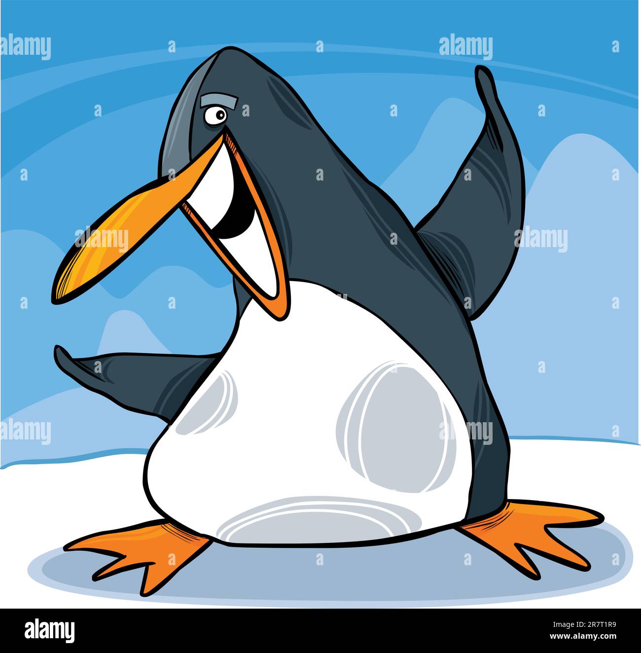 cartoon illustration of funny happy emperor penguin Stock Vector