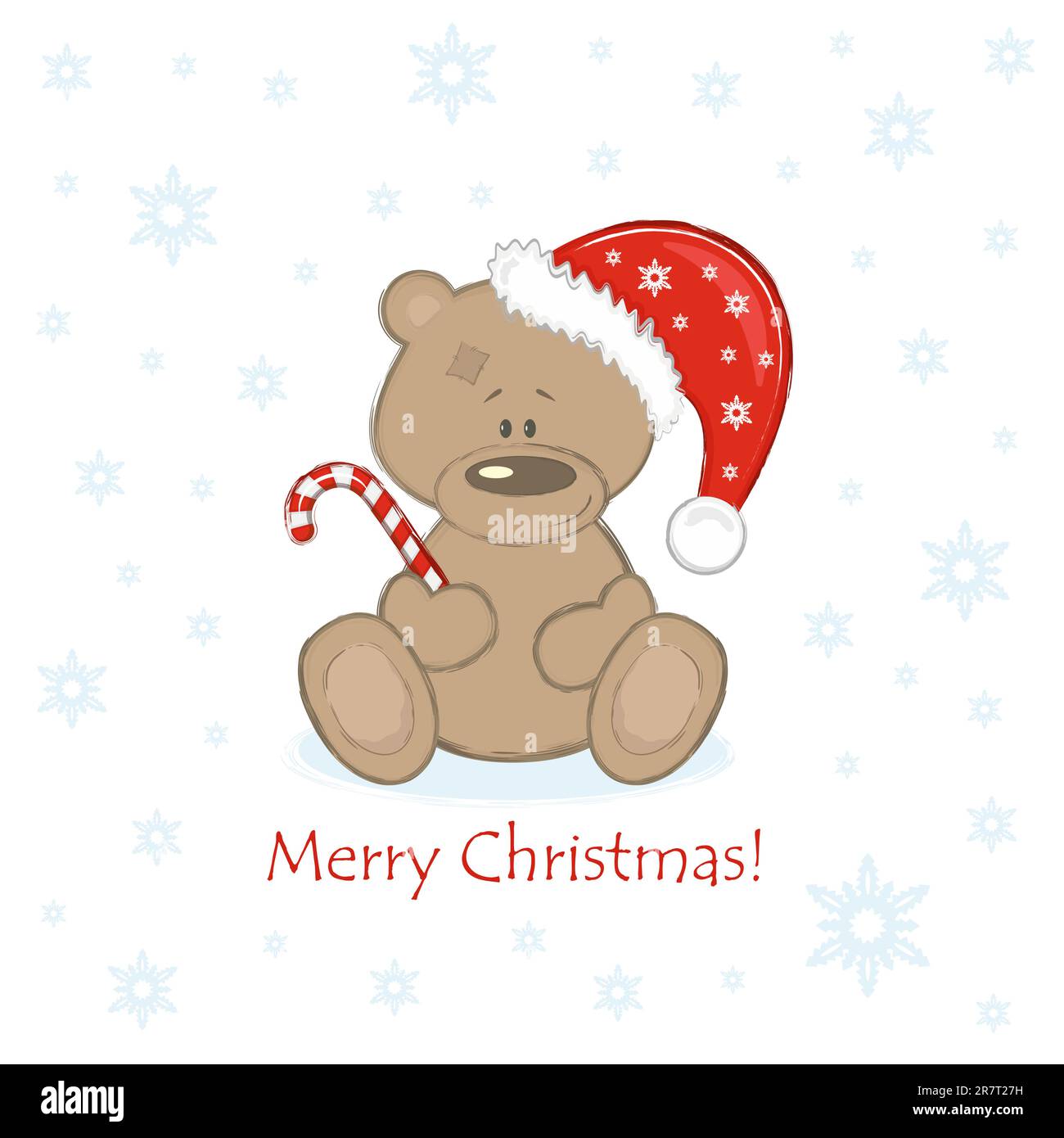 Christmas Teddy Bear in the red bell with sweet. Vector Illustration ...