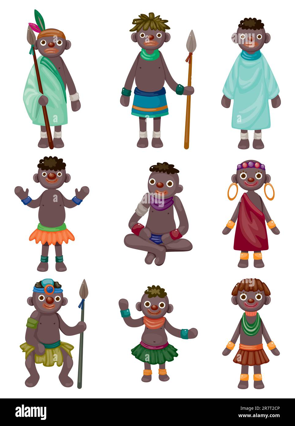 cartoon Africa Indigenous icons Stock Vector