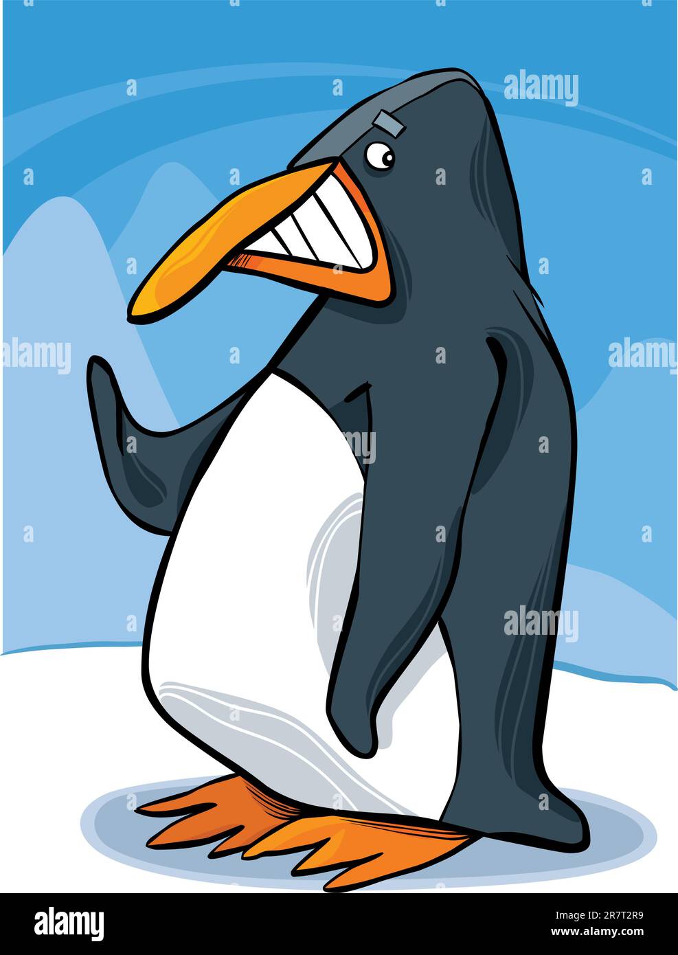 cartoon illustration of funny emperor penguin Stock Vector