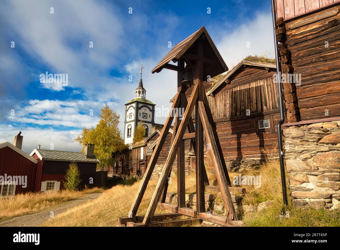 Roeros Church, Iron Mining Town, Mine, UNESCO World Heritage Site, SorTrondelag, Norway Stock