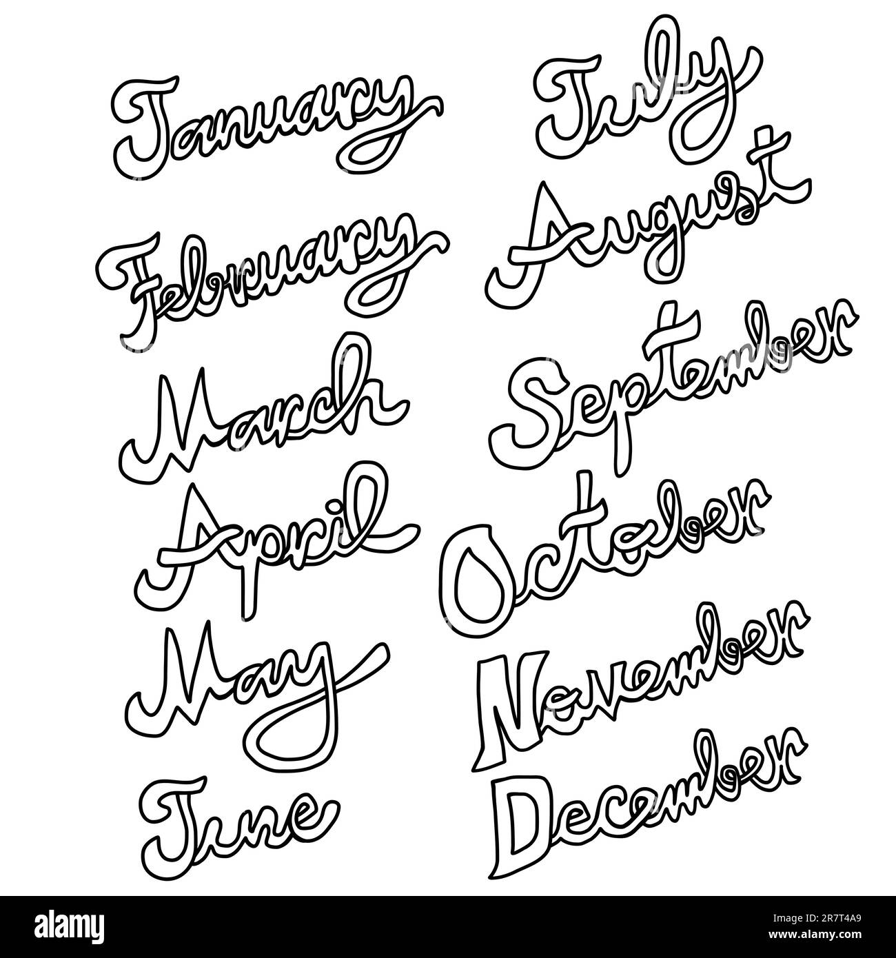 12 Month Handwriting Word Retro Style Cartoon Vector Illustration Stock 12-month-handwriting-word-retro-style-cartoon-vector-illustration-stock