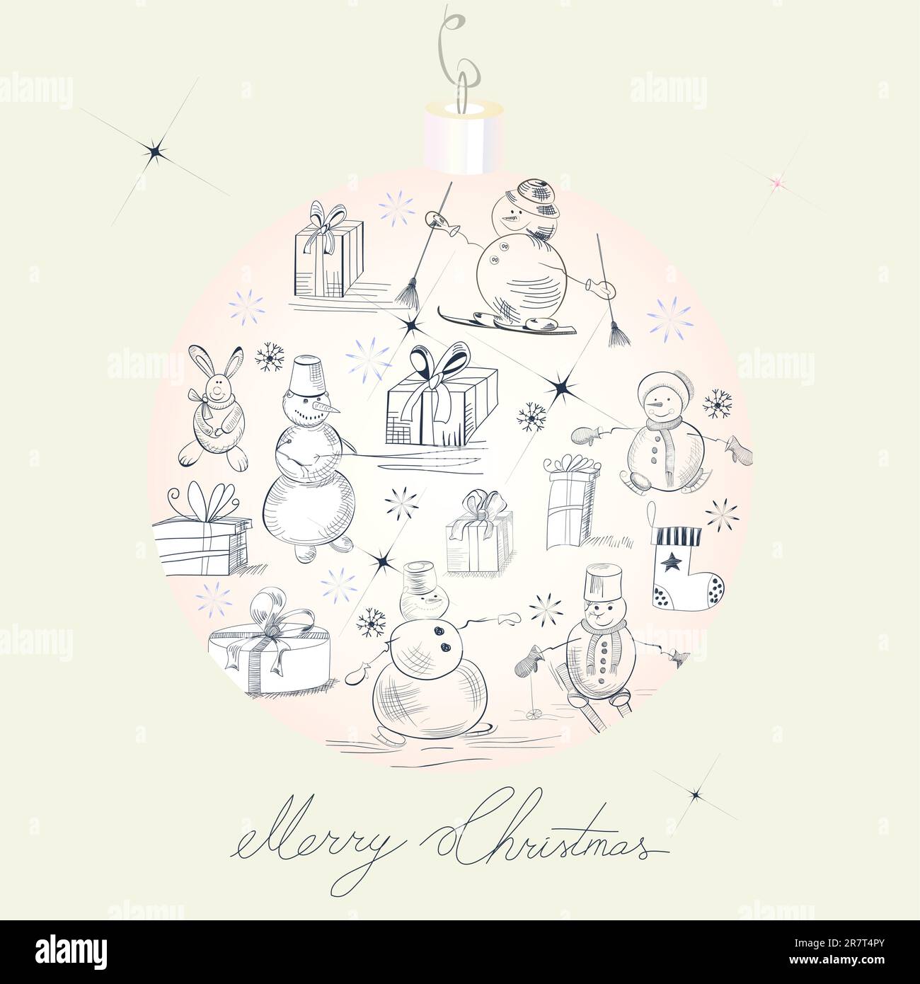 Card with snowmans Stock Vector Image & Art - Alamy