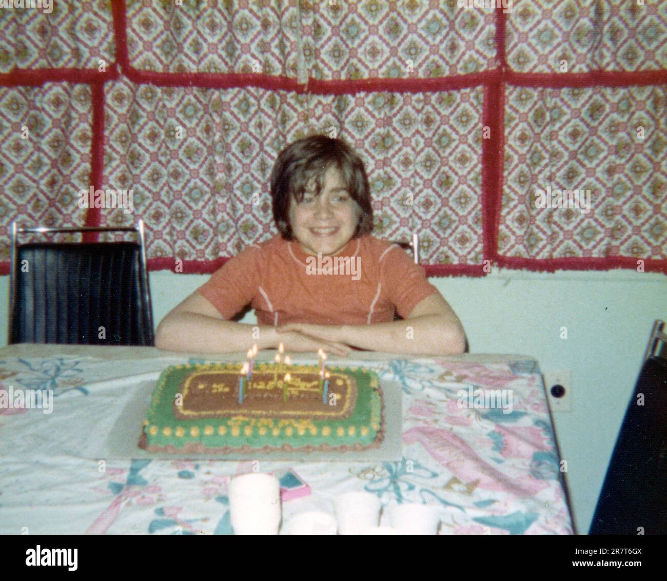 Young man celebrating his 12th Birthday in the 1970s Stock Photo