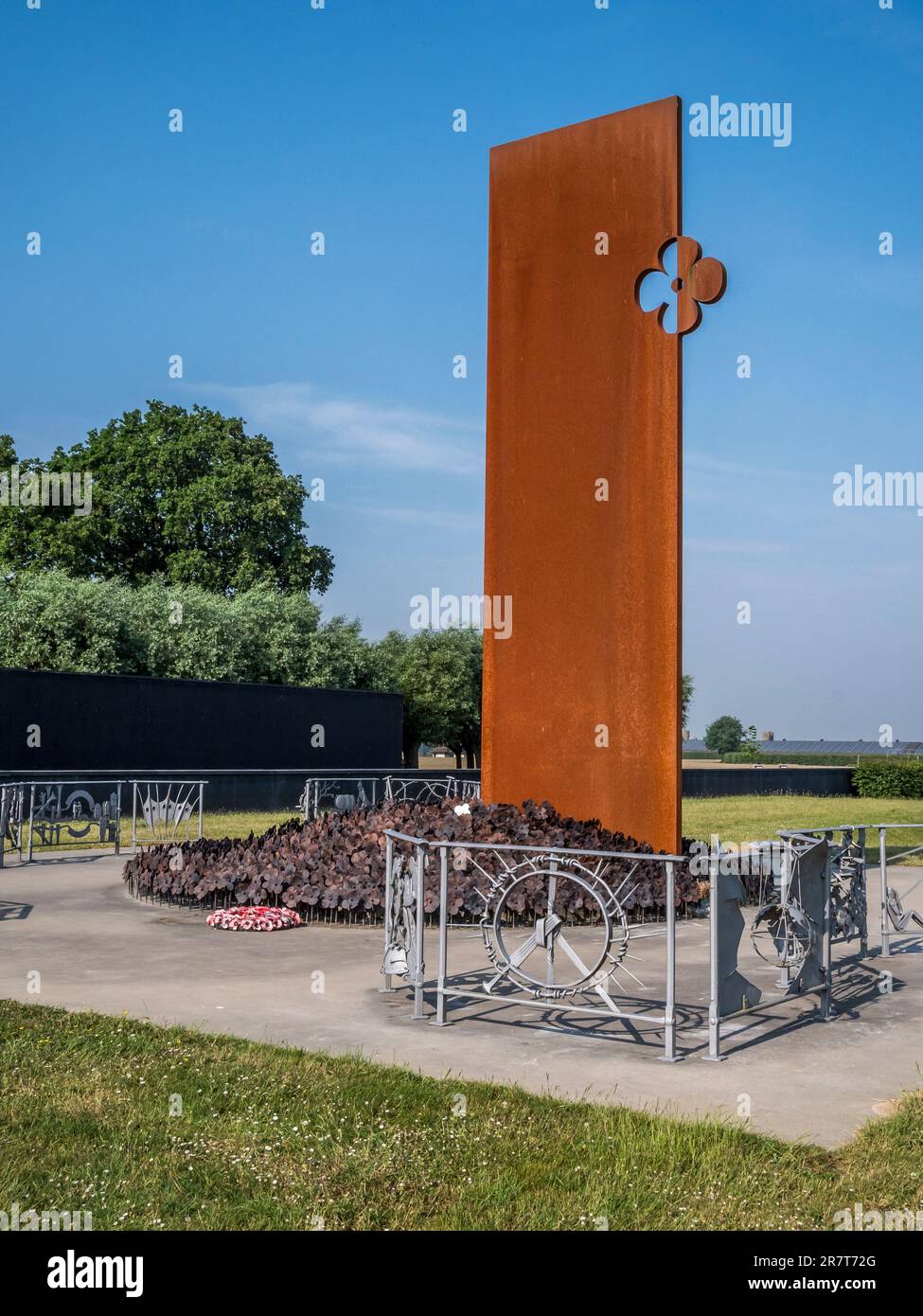 The image is of the First World War German Military Cemetery of Langemarck near the Belgium Town of Langemarck. Stock Photo