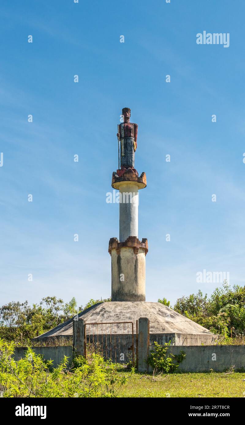 Toba Batak statue in the mountains of Samosir island on Sumatra. Whether they are tributes to ancestors and kings, or memorials of battles, monuments Stock Photo