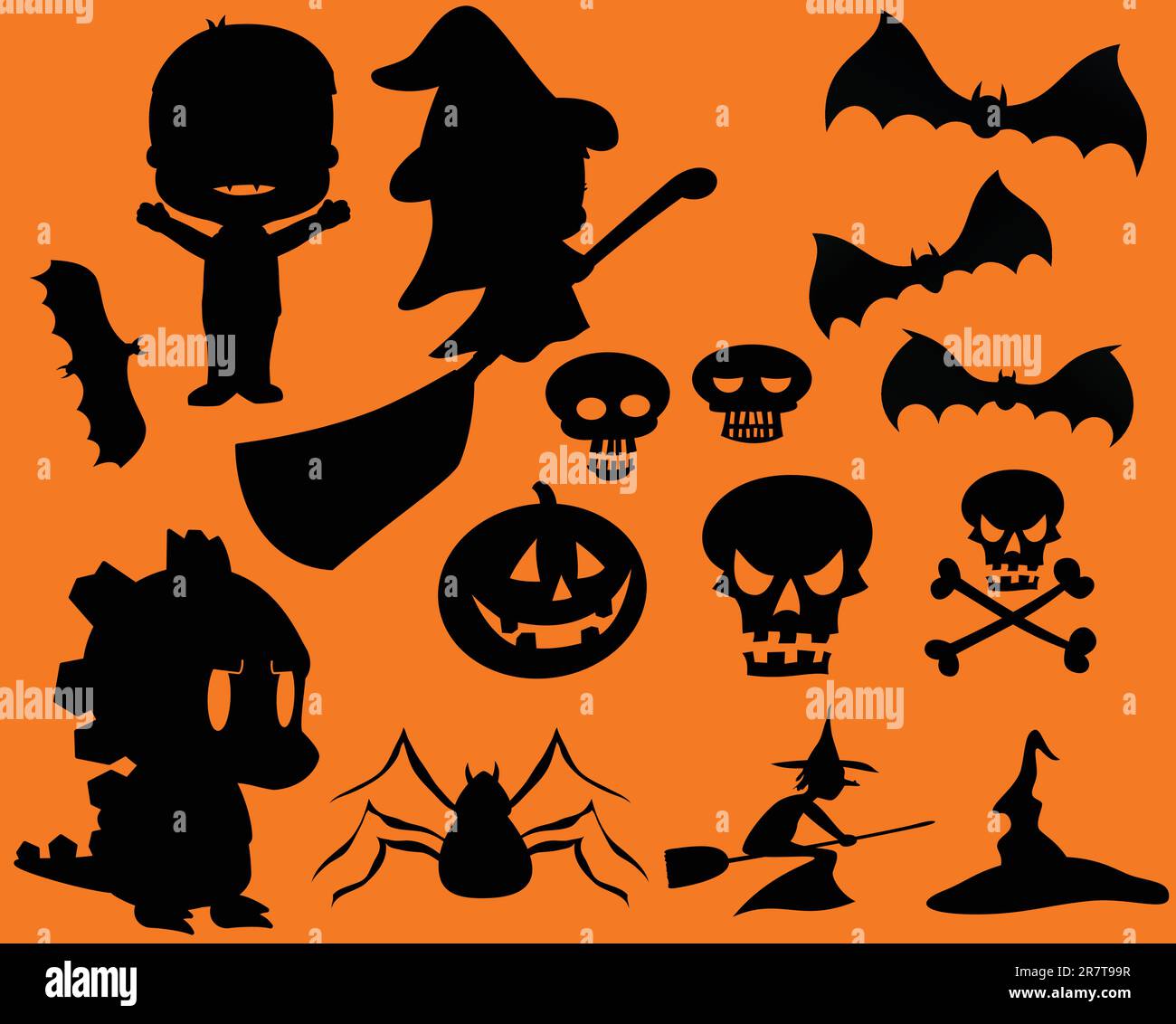 This is a vector illustration of a set of Halloween Silhouettes Stock ...