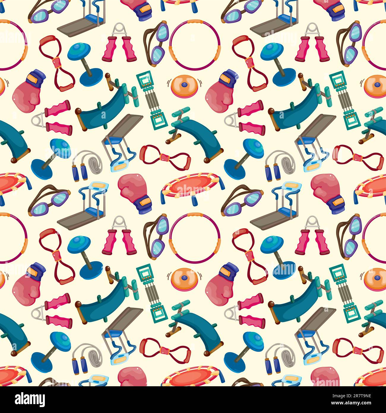 cartoon Fitness Equipment seamless pattern Stock Vector Image & Art - Alamy