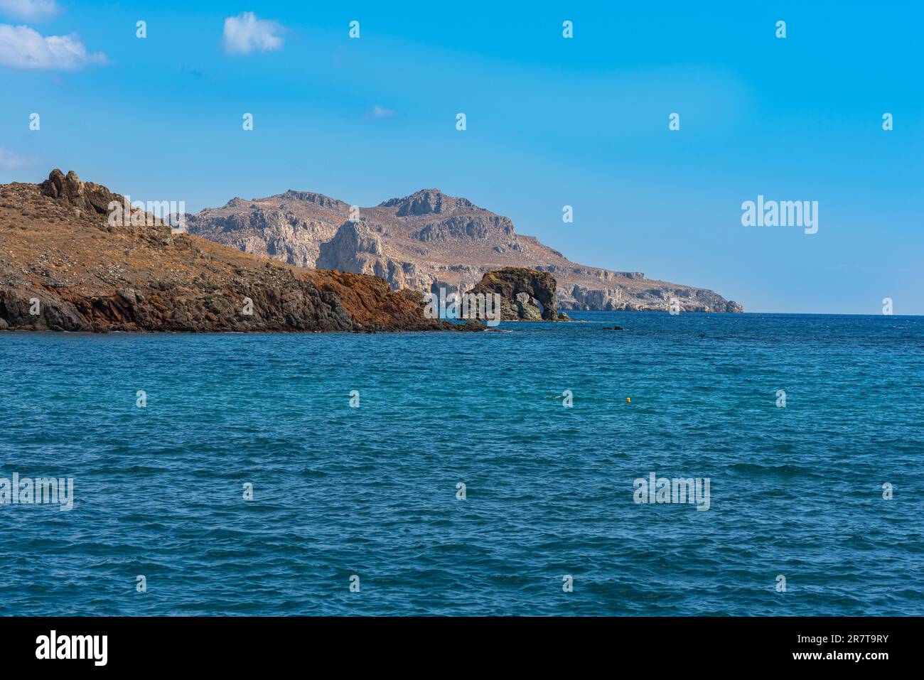 Rugged landscape at the mediterranean around the village Lentas in the south of Crete Stock Photo