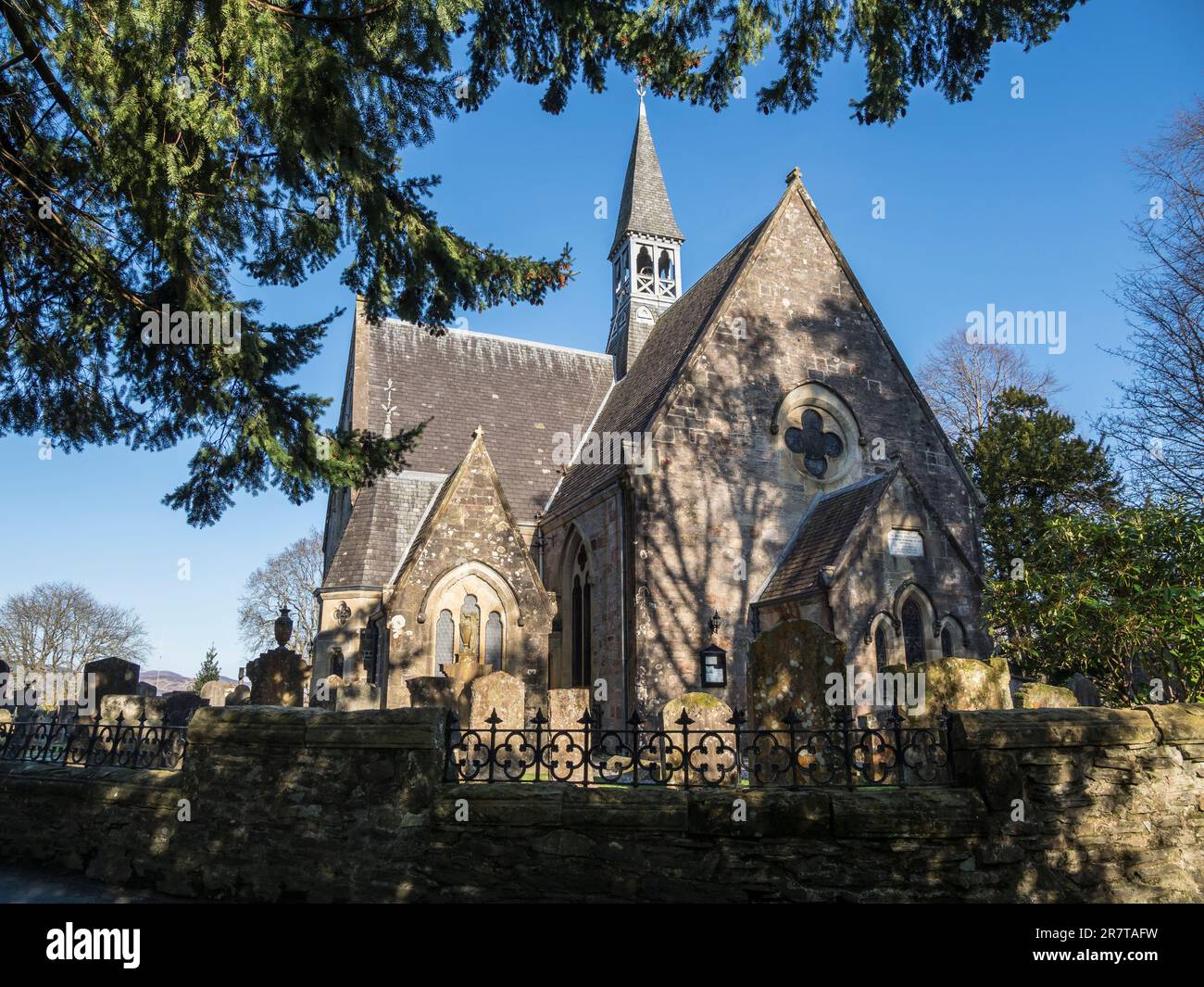 Luss parish church, at Lake Lomond, Scotland, UK Stock Photo