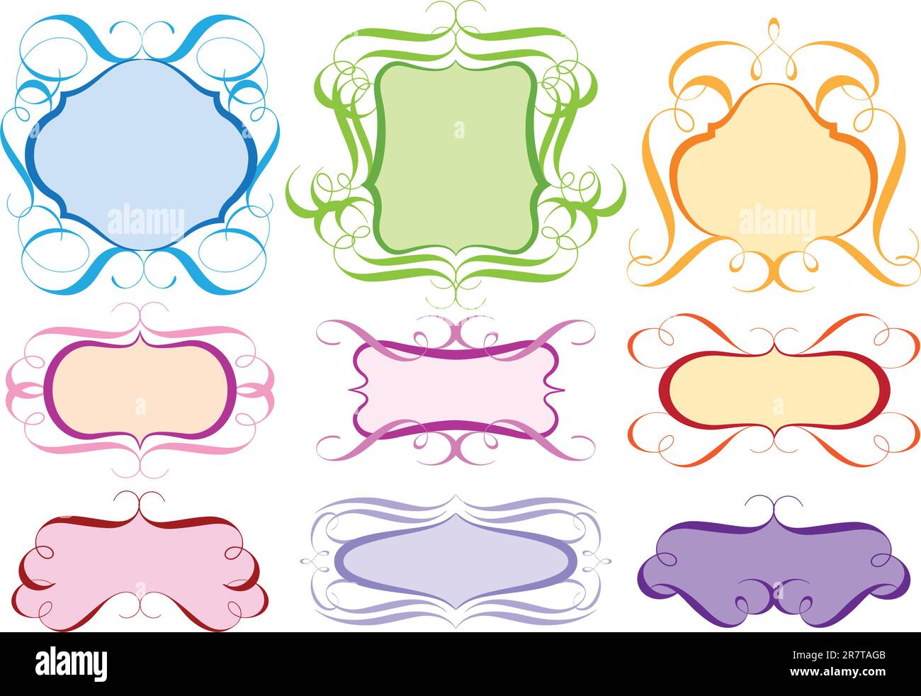 set of vintage frames, vector design elements Stock Vector Image & Art ...