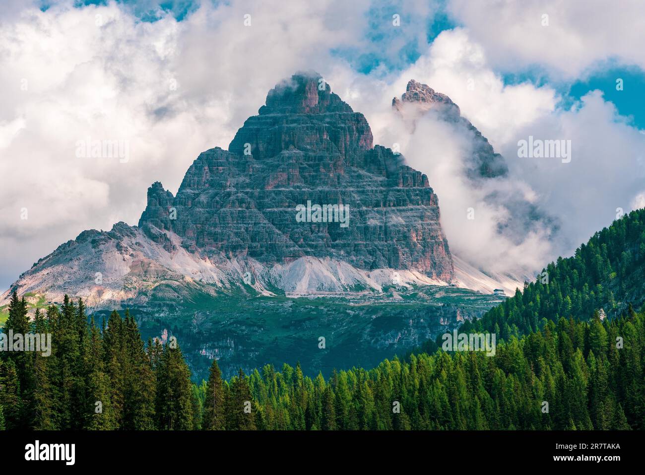 Storm clouds over the Dolomites, Italy. Three peaks of Lavaredo Stock ...