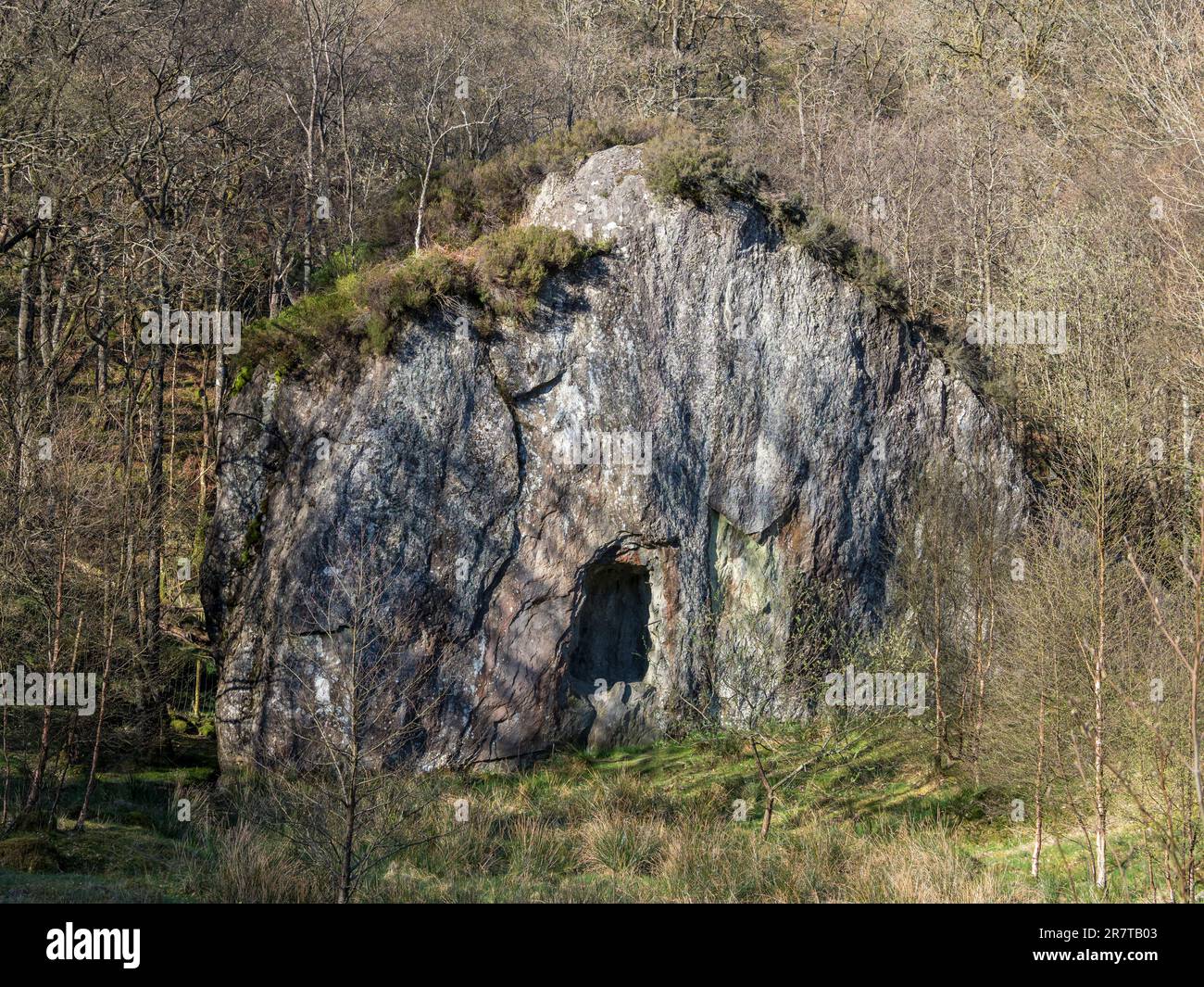 Pulpit rock,  Lake Lomond, Scotland. Stock Photo