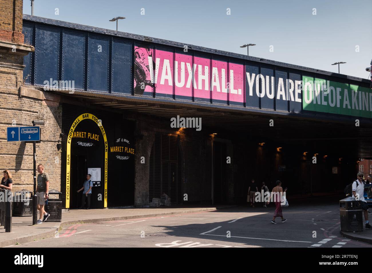 Vauxhall You Are One Of A Kind banner on a railway bridge at Vauxhall Station, Lambeth Road