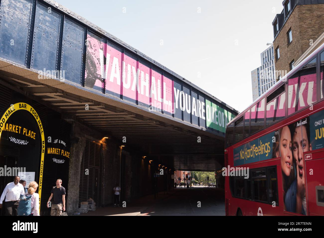 Vauxhall You Are One Of A Kind banner on a railway bridge at Vauxhall Station, Lambeth Road