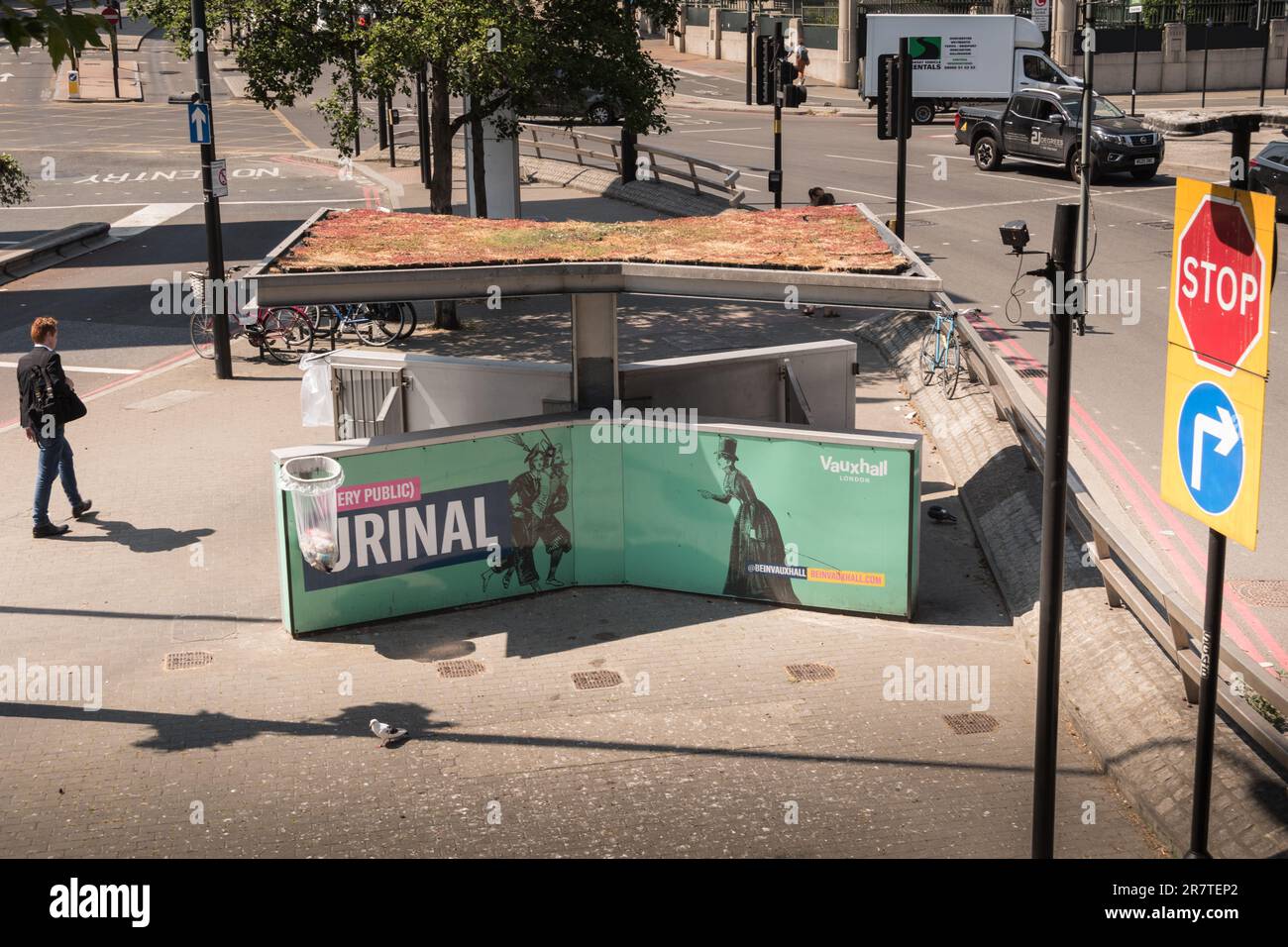 A Very Public urinal outside Vauxhall Station, Vauxhall, London