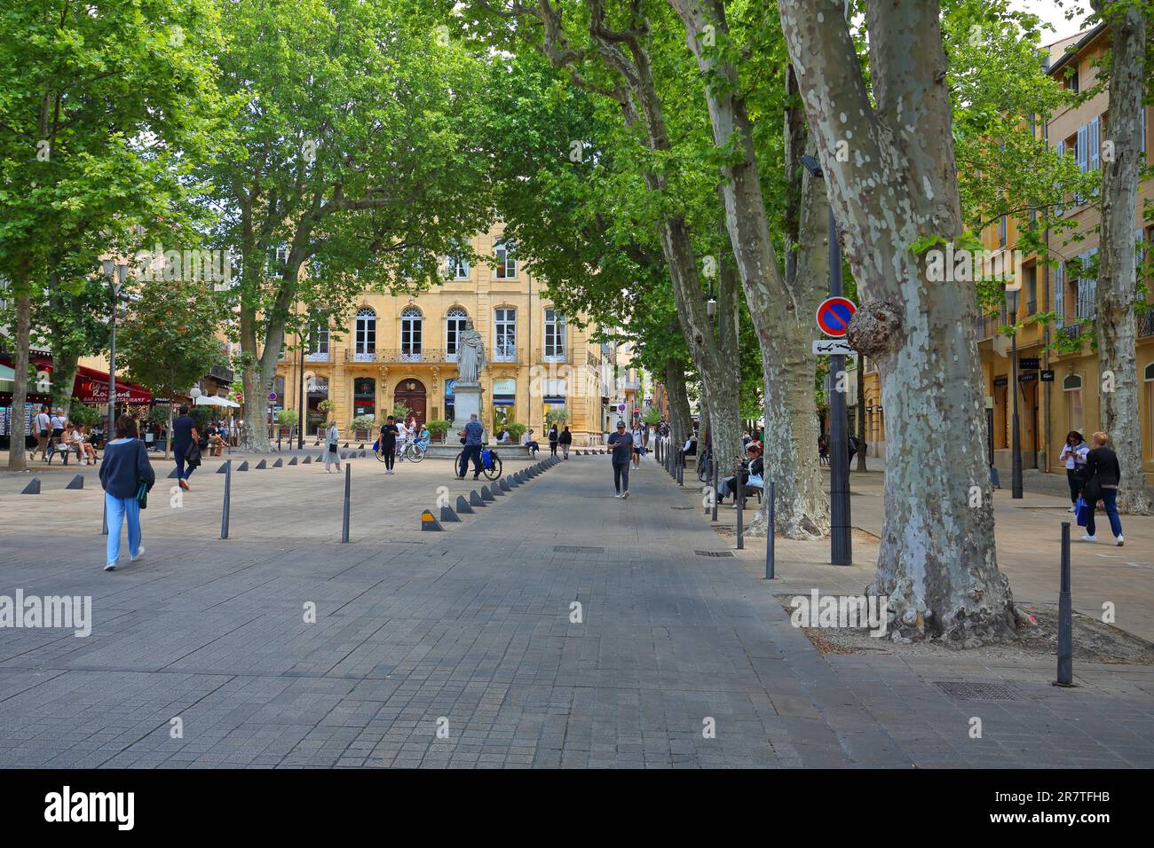 Famous Cours Mirabeau Boulevard with avenue and for strolling, pedestrian, street, Aix-en-Provence, Bouches-du-Rhone, Provence, France Stock Photo