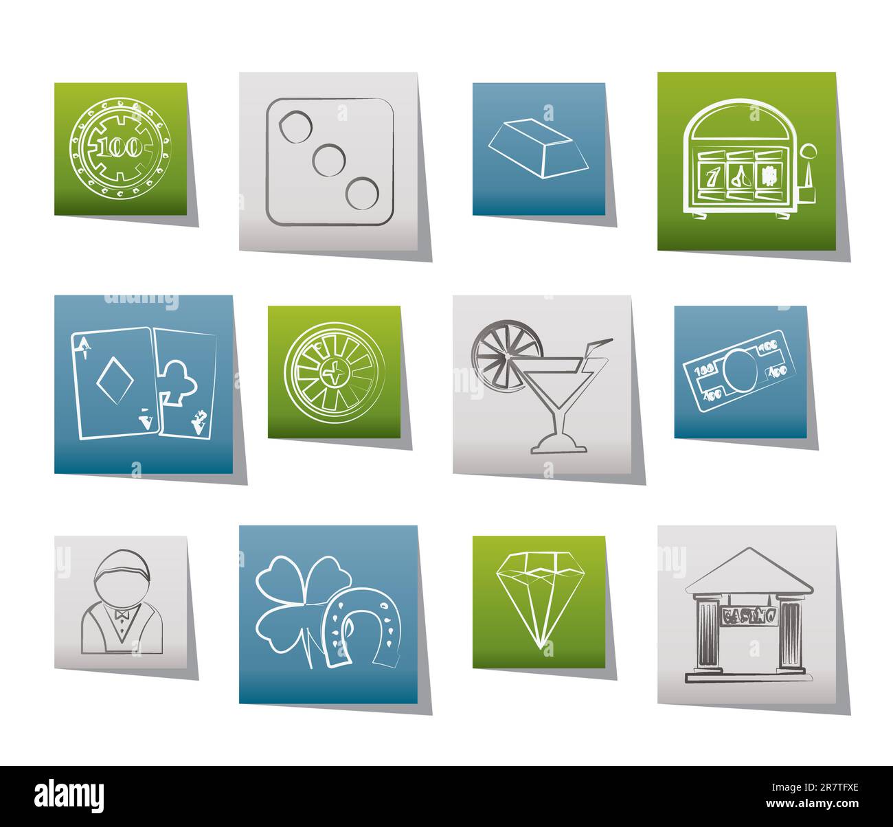 casino and gambling icons - vector icon set Stock Vector