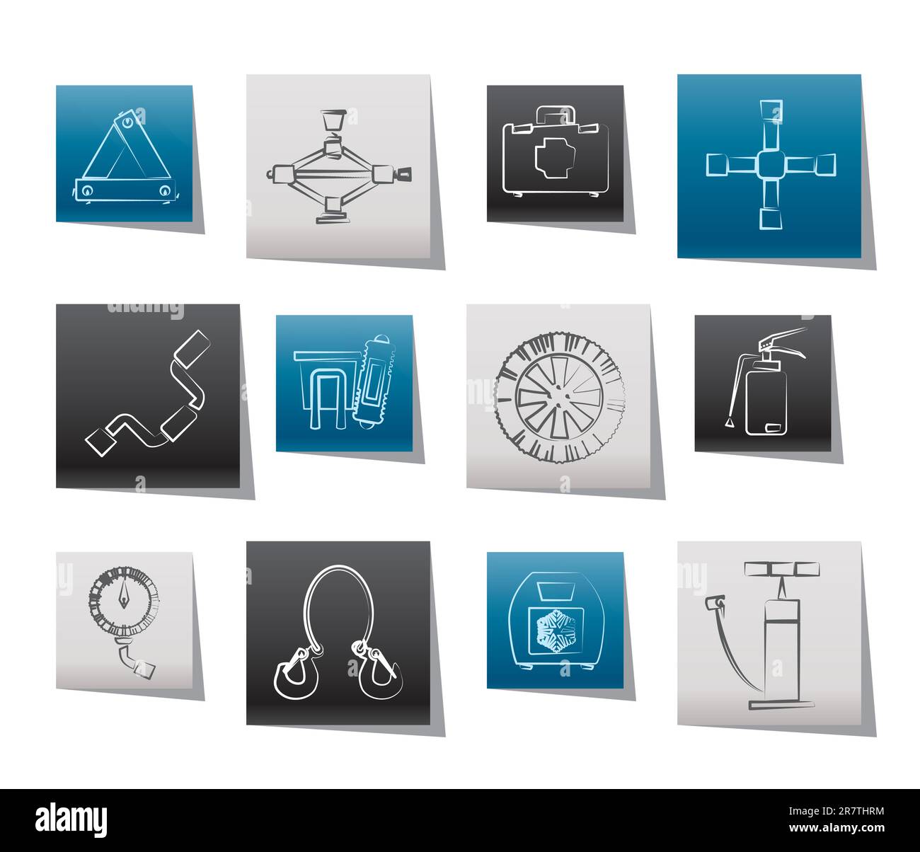 car and transportation equipment icons - vector icon set Stock Vector
