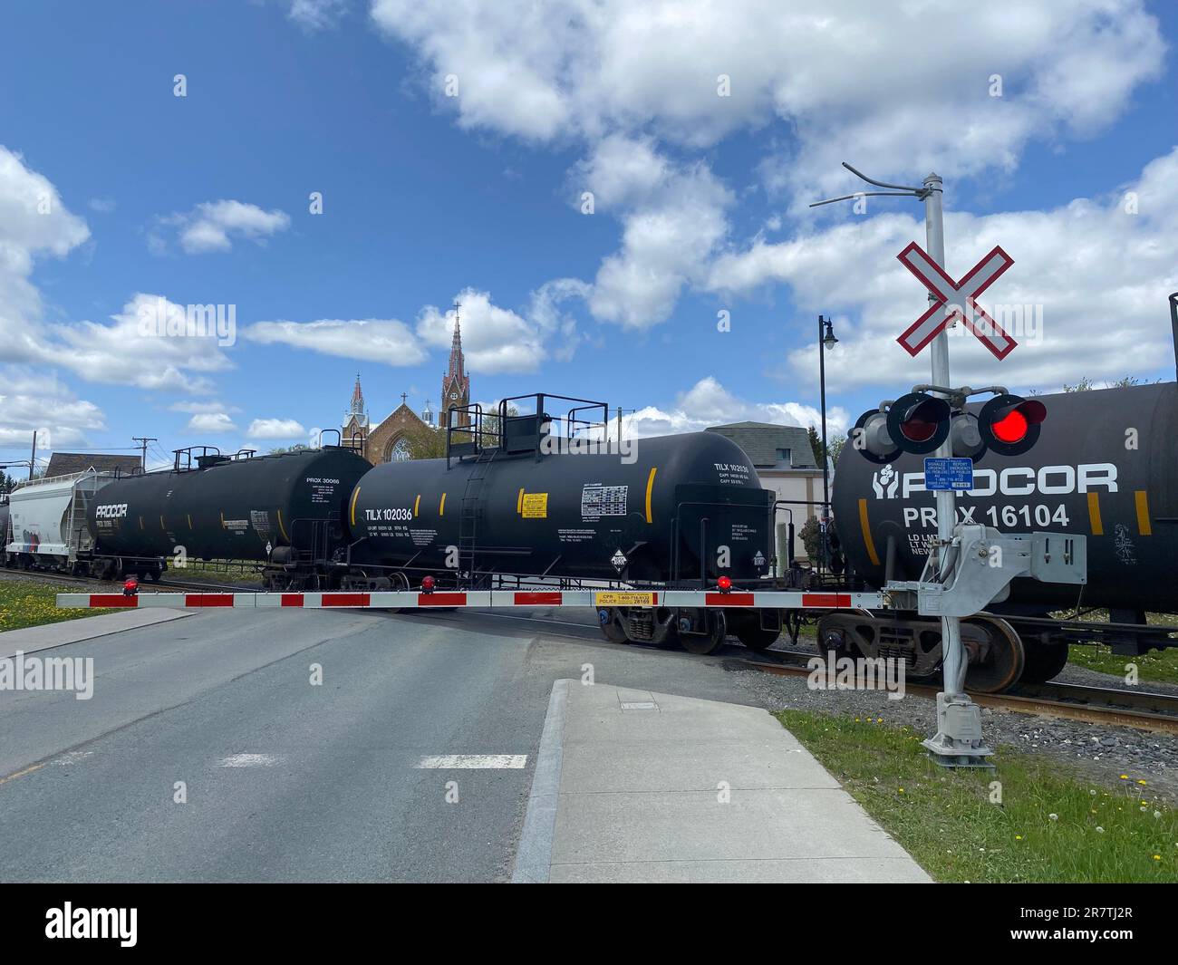 Lac Megantic, Canada. 14th June, 2023. A DOT111 train car, centre