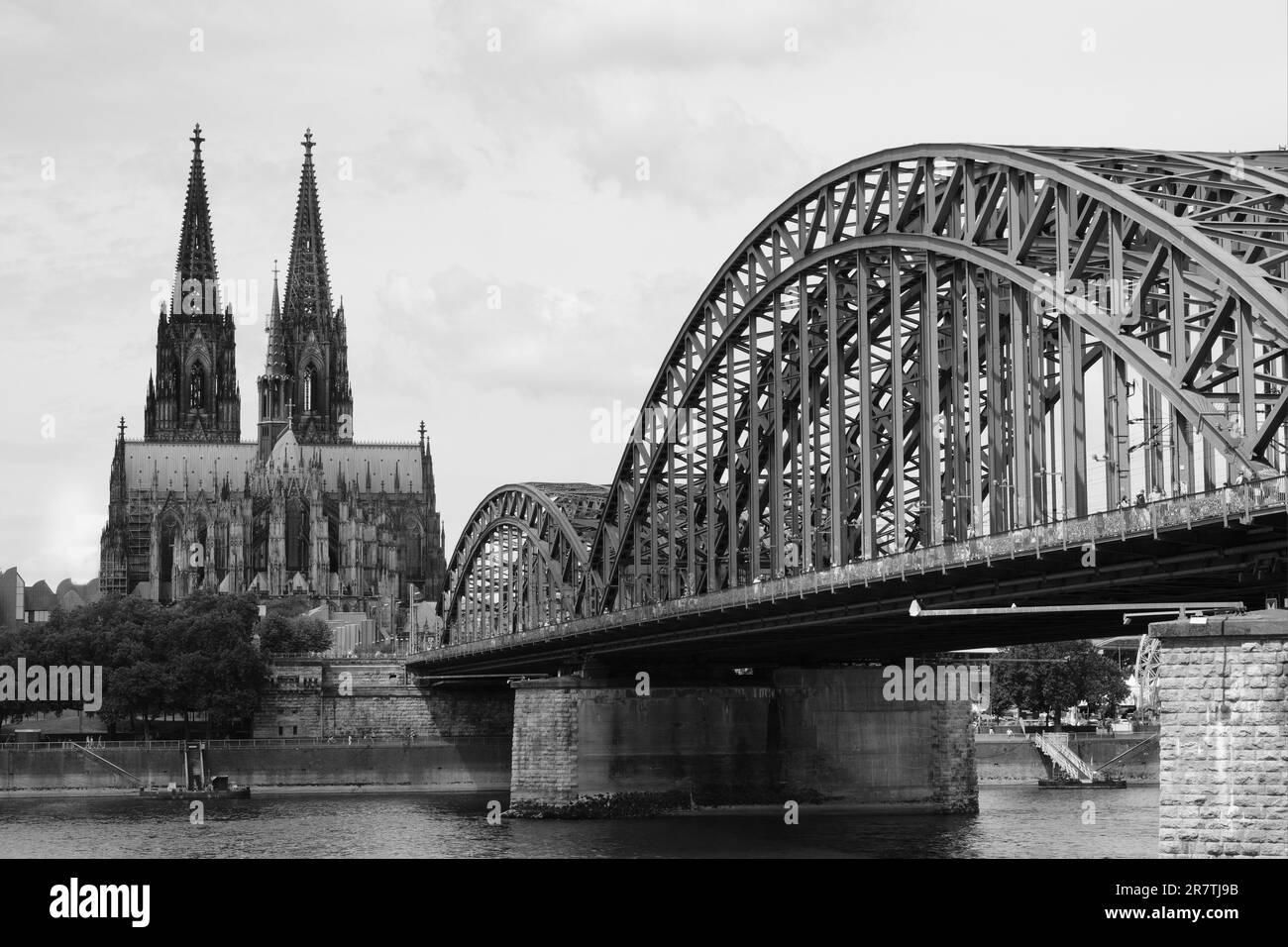 View over the Rhine with cathedral, Cologne, Germany Stock Photo