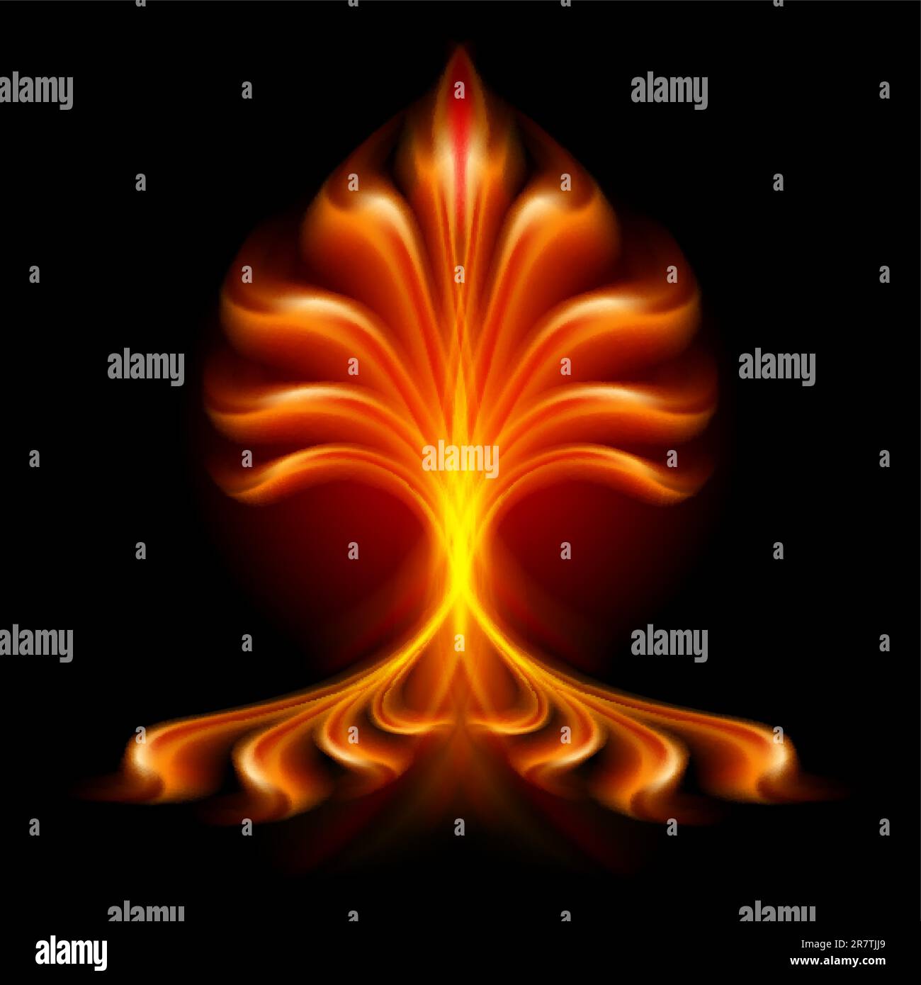 Fire flower. Illustration isolated over black background Stock Vector