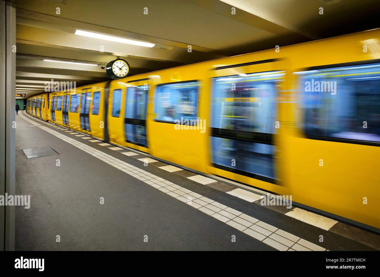 Underground, train arrives, BVG, Berliner Verkehrsbetriebe, Potsdamer Platz station, station, Berlin, Germany Stock Photo