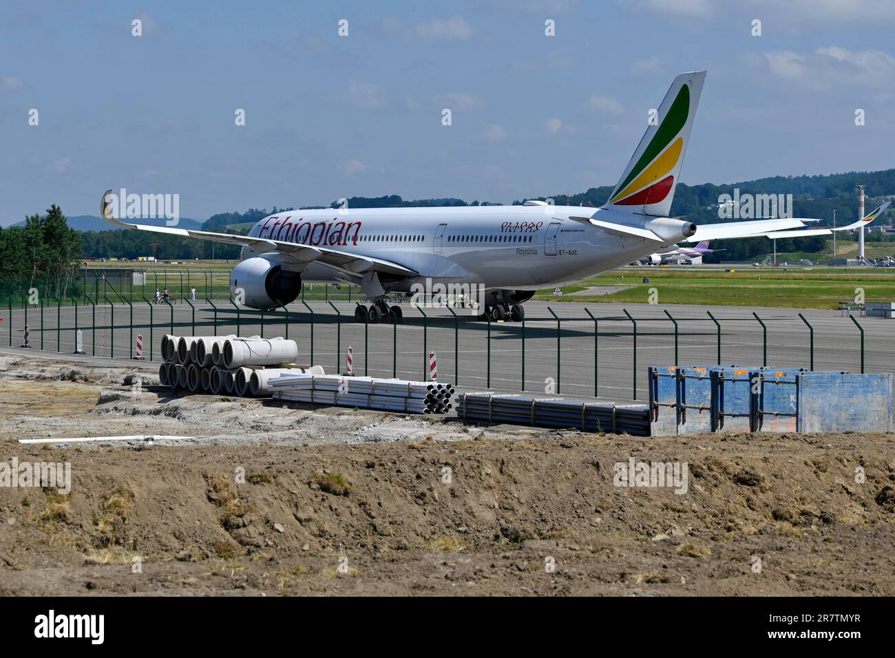 Aircraft Ethiopian Airlines, Airbus A350-900, ET-AUC, Zurich Kloten, Switzerland Stock Photo