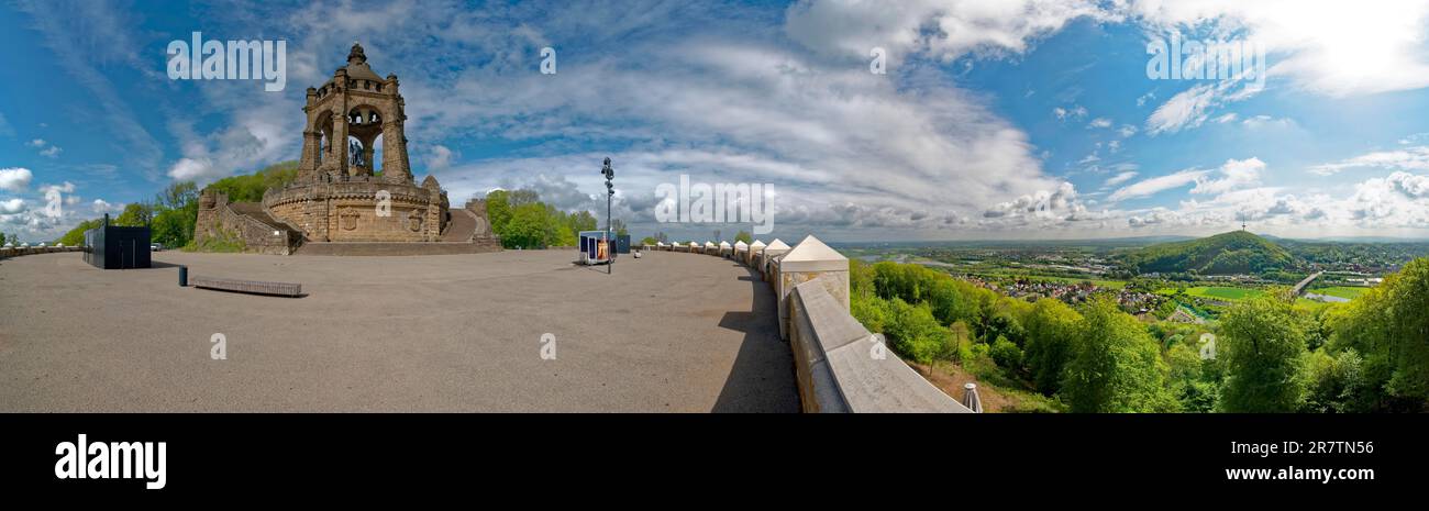 Kaiser Wilhelm Monument Panorama Porta Westfalica Germany Stock Photo kaiser-wilhelm-monument-panorama-porta-westfalica-germany-stock-photo