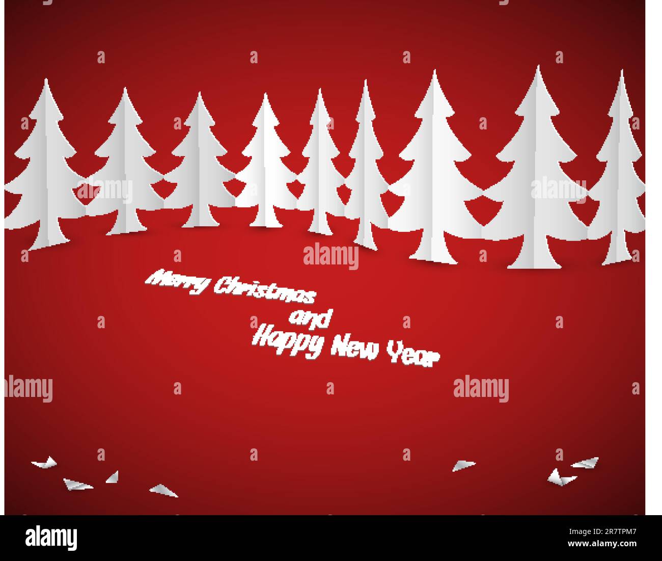 Simple vector christmas trees made from white paper - original new year ...
