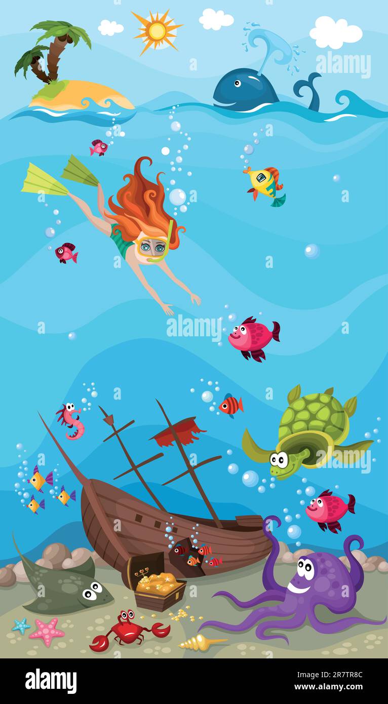 vector illustration of a sea life Stock Vector Image & Art - Alamy