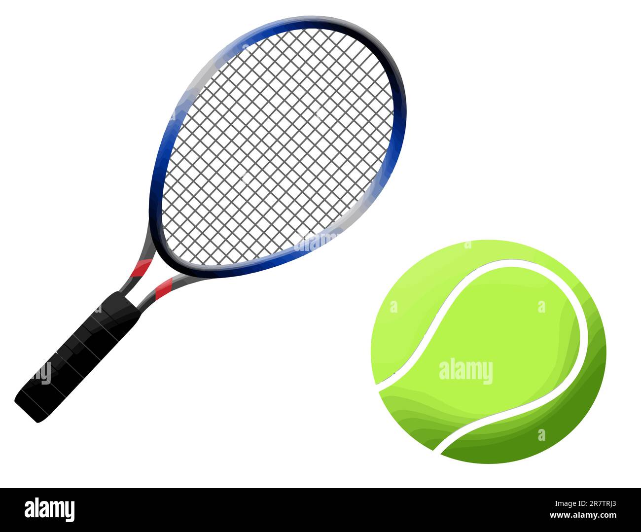 Tennis racket and ball vector illustration, on white background Stock Vector